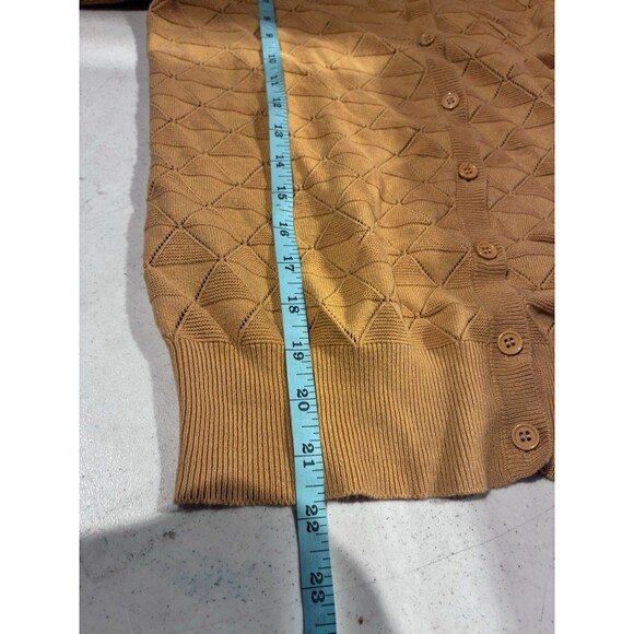 ModCloth Mustard Yellow Textured Knit Cardigan Sweater Women’s L - Picture 11 of 11